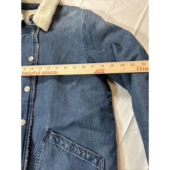 J Crew Jean Jacket Womens Size Small Sherpa Lined Blue Denim Trucker Rancher - Picture 6 of 12